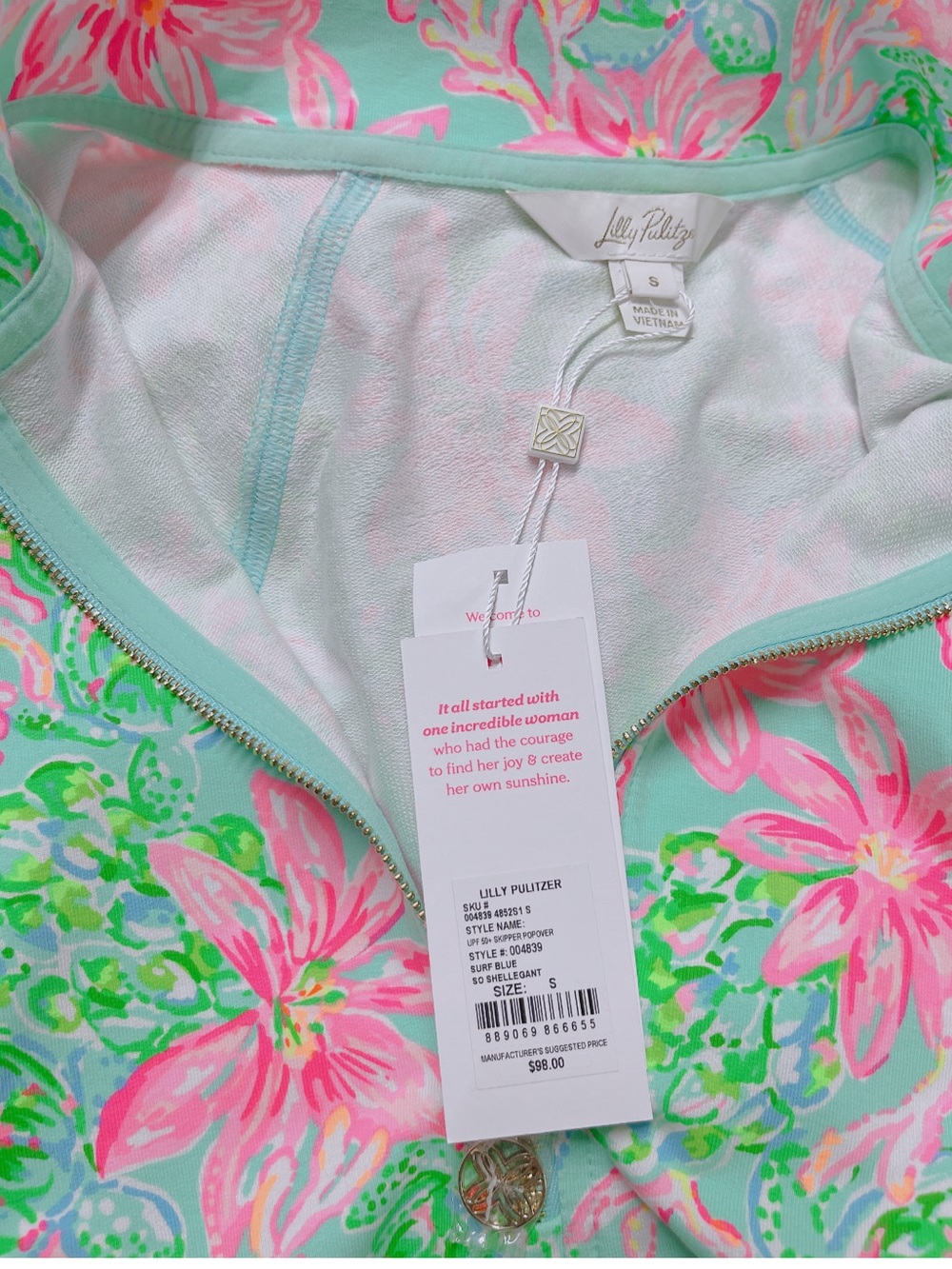 LILLY PULITZER UPF 50+ Skipper Popover Long Sleeve Half-Zip Pullover Top - Picture 8 of 8
